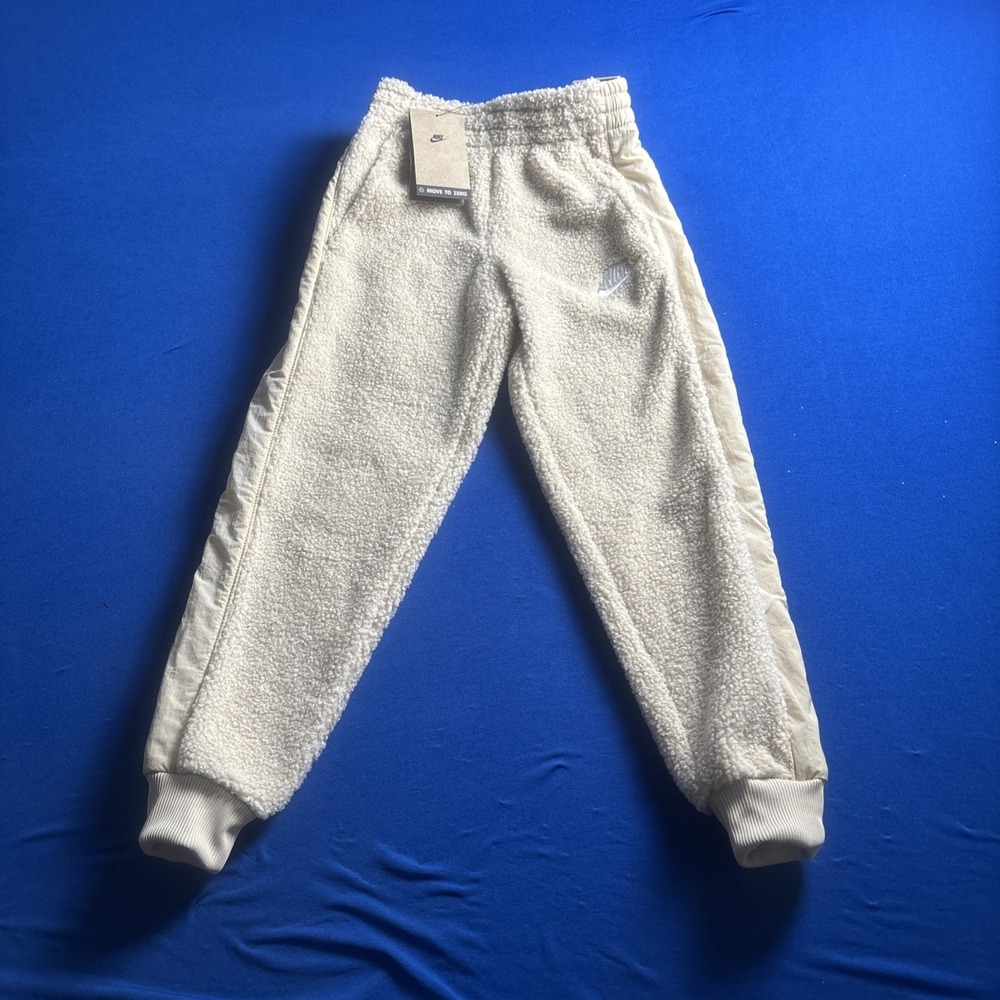 NIKE Kids Beige Fleece Athletic Pants Size Small Soft FJ6021